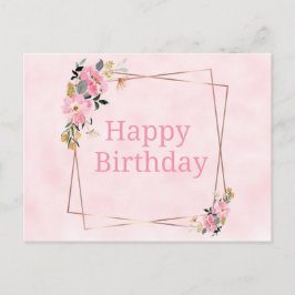 Happy Birthday Card - Pink Flowers Briefkaart