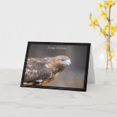 Happy Birthday Card Red-Tailed Hawk Kaart (Gele Bloem)