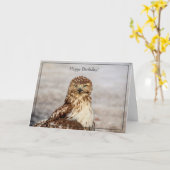 Happy Birthday Card Red-Tailed Hawk Kaart (Gele Bloem)