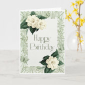Happy Birthday Card Sage Green en Ivory Florals Kaart (Gele Bloem)