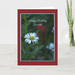 Happy Birthday Card, Single White Daisy Wildflower Kaart
