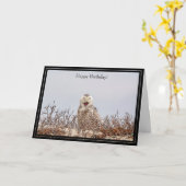 Happy Birthday Card Snowy Owl Kaart (Gele Bloem)