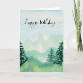 Happy Birthday Card voor hem, Waterverf Mountains Kaart (Voorkant)
