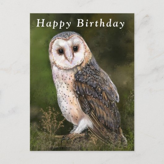 Happy Birthday Card Western Barn Owl Briefkaart (Voorkant)