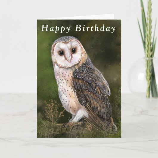 Happy Birthday Card Western Barn Owl Kaart (Voorkant)