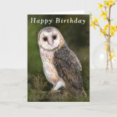 Happy Birthday Card Western Barn Owl Kaart (Gele Bloem)