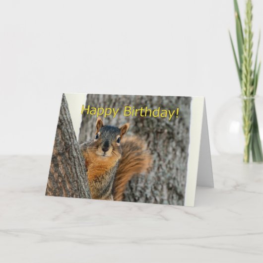 Happy Birthday Card With A Squirrel Kaart (Voorkant)