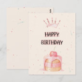 Happy Birthday Card with Cake Briefkaart (Voorkant / Achterkant)
