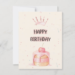 Happy Birthday Card with Cake Briefkaart