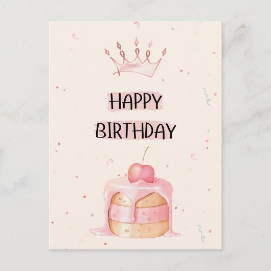 Happy Birthday Card with Cake Briefkaart (Voorkant)