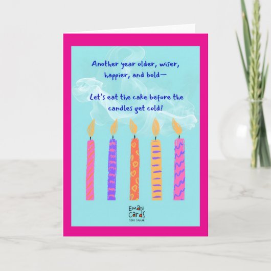 Happy Birthday Card with Candles Kaart (Voorkant)