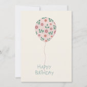Happy Birthday Card with handpainted Ballon Kaart (Voorkant)