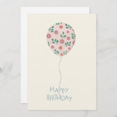 Happy Birthday Card with handpainted Ballon Kaart (Voorkant / Achterkant)