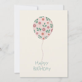 Happy Birthday Card with handpainted Ballon Kaart
