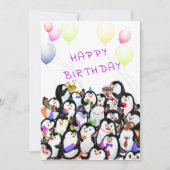 Happy Birthday Card with Happy Penguins Party (Voorkant)