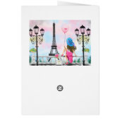 Happy Birthday Card Woman in Paris Eiffel Tower (Achterkant)