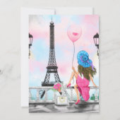 Happy Birthday Card Woman met ballon in Parijs (Achterkant)