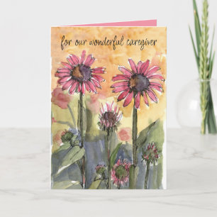 Happy Birthday Caregiver Pink Coneflowers Garden Kaart