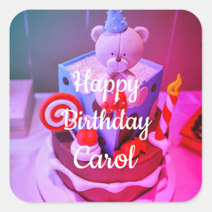 Happy Birthday Carol Vierkante Sticker