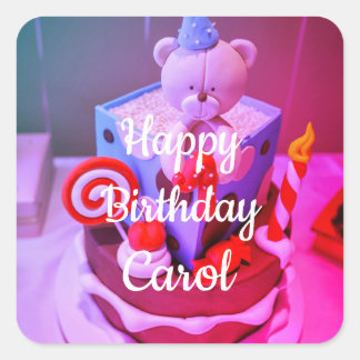 Happy Birthday Carol Vierkante Sticker