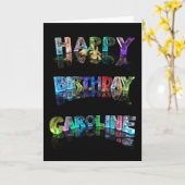 Happy Birthday Caroline Card Kaart (Gele Bloem)