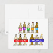 Happy Birthday Cartoon aan te passen met elke naam Briefkaart (Voorkant / Achterkant)