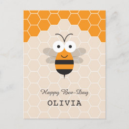 Happy Birthday Cartoon Cute Honey Bee Honeycomb Briefkaart