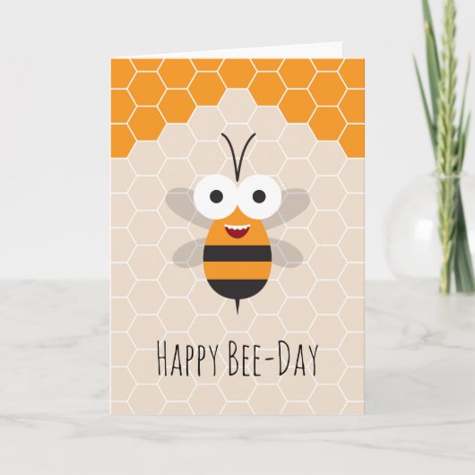 Happy Birthday Cartoon Cute Honey Bee Honeycomb Kaart (Voorkant)