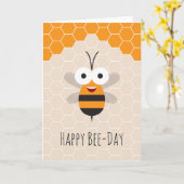 Happy Birthday Cartoon Cute Honey Bee Honeycomb Kaart (Gele Bloem)