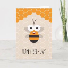 Happy Birthday Cartoon Cute Honey Bee Honeycomb Kaart