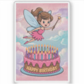 Happy Birthday Cartoon Fairy Sticker (Voorkant)