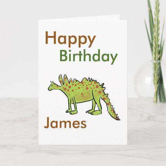 Happy Birthday cartoon groene dinosaurus jongens(n Kaart (Voorkant)