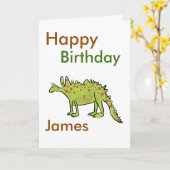 Happy Birthday cartoon groene dinosaurus jongens(n Kaart (Gele Bloem)