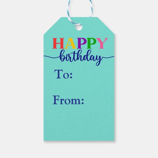 Happy Birthday Cartoon Monsters Cadeaulabel (Achterkant)