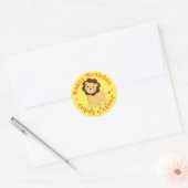 Happy Birthday Cartoon Oerwoud Lion gepersonalisee Ronde Sticker (Envelop)