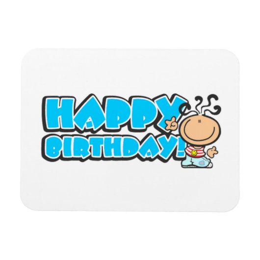 Happy Birthday cartoon Premium Flexi Magnet Magneet (Horizontaal)