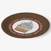 Happy Birthday Cartoon Vanilla Cupcake Papieren Bordje (Gekanteld)