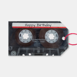 Happy Birthday Cassettebandje Cadeaulabel