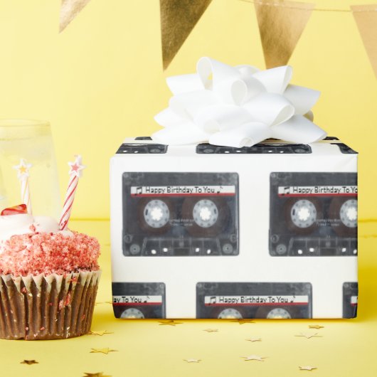 Happy Birthday Cassettebandje Cadeaupapier (Verjaardagsfeest)