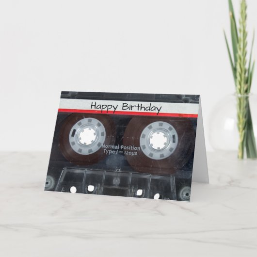 Happy Birthday Cassettebandje Kaart (Voorkant)