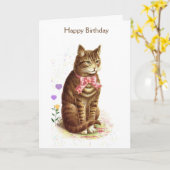 Happy Birthday Cat (bericht binnen), Kaart (Gele Bloem)