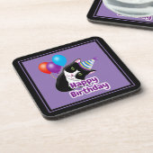 Happy Birthday Cat Bier Onderzetter (Linkerzijde)