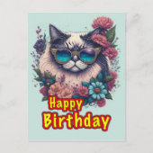 Happy Birthday Cat Briefkaart (Voorkant)