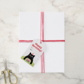 Happy Birthday cat, cake en ballonnen Gift Label Cadeaulabel (Met Touw)