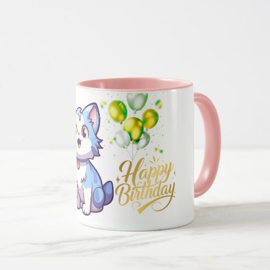 Happy Birthday Cat Coffee Mug – Cute Gift for Cat  Mok (Voorkant rechts)