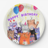 Happy Birthday Cat Funny Party Papieren Borden Bordje (Voorkant)