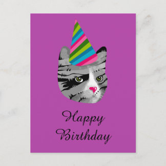 Happy Birthday Cat in Party Pet Uitnodiging Briefkaart