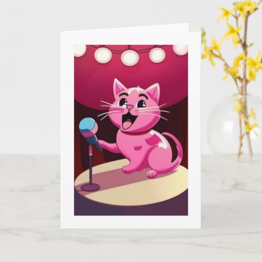 Happy Birthday Cat Kaart (Gele Bloem)