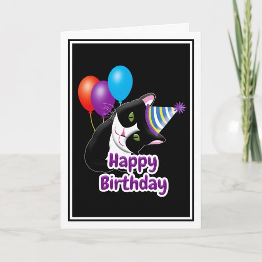 Happy Birthday Cat Kaart (Voorkant)