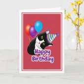 Happy Birthday Cat Kaart (Gele Bloem)